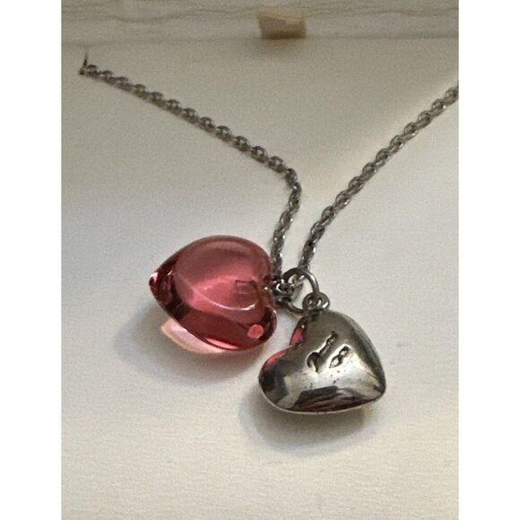 Baccarat crystal glass and SV925 heart double heart necklace Color with Box - Picture 3 of 3